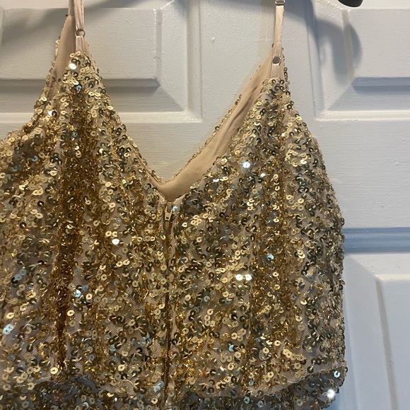 B.Darlin Metallic Gold Sequin Gown Size 5/6 - Picture 8 of 12